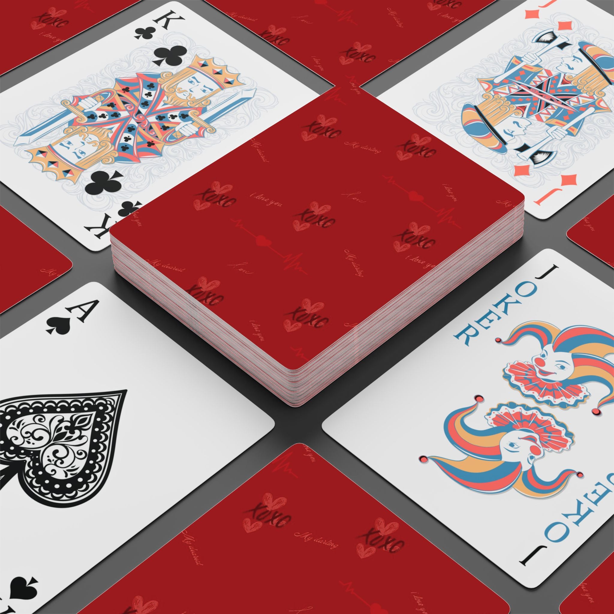 Red Love Playing Cards — Romantic Card Deck