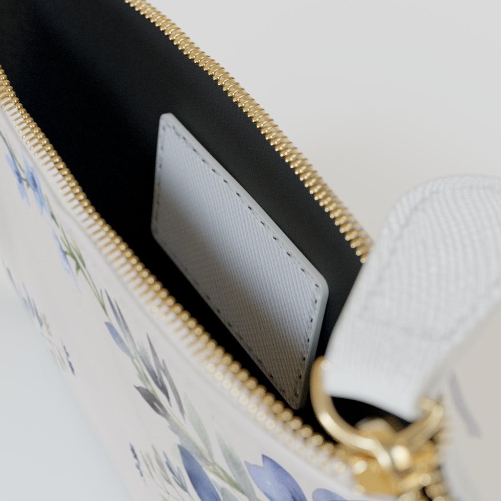 Mini Clutch — Elegant Blue Watercolor Floral