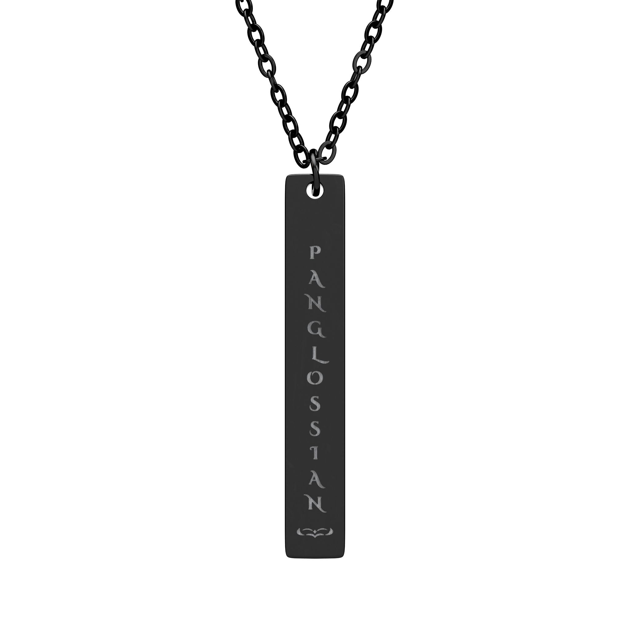 PANGLOSSIAN Engraved Vertical Bar Necklace