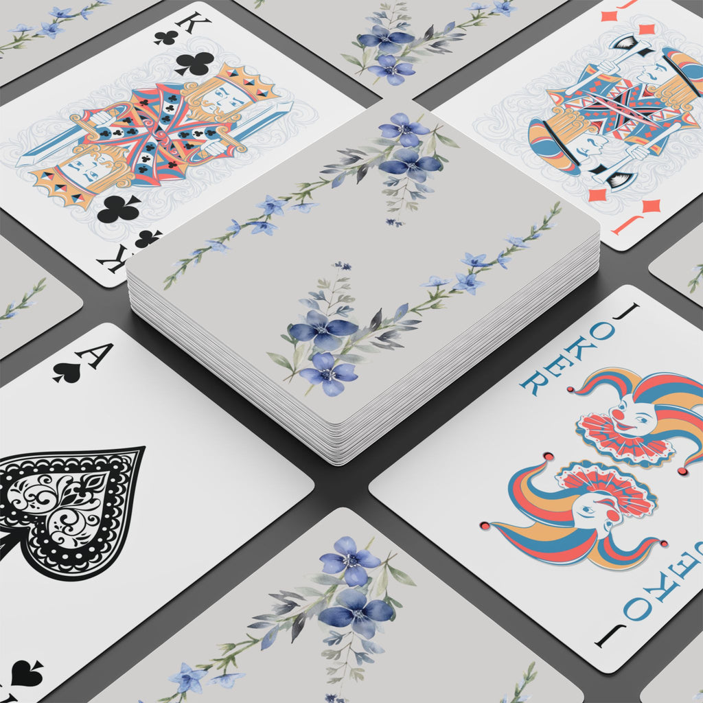Blue Floral Playing Cards — Elegant Botanical Card Deck