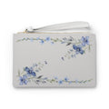 Floral Wristlet Clutch — Blue Watercolor Bouquet Purse
