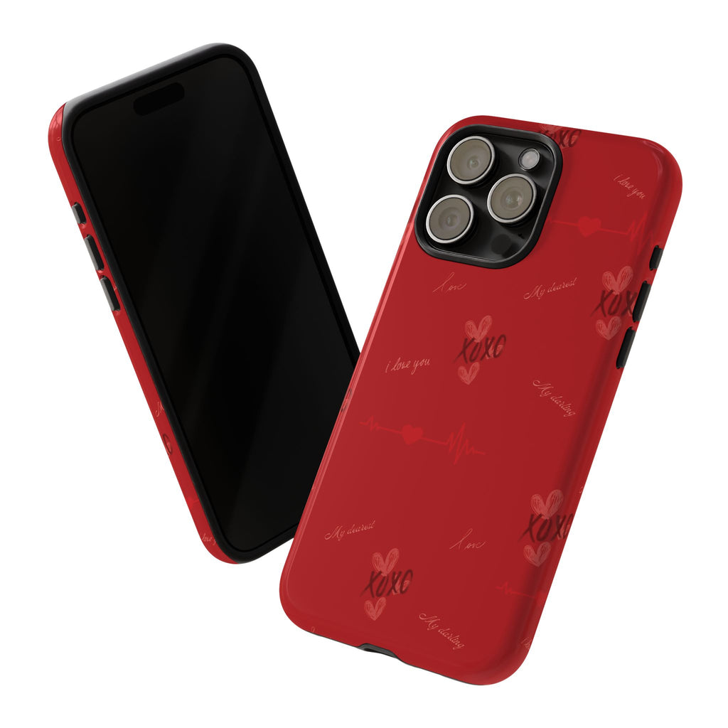 Red Heart Pattern Phone Case